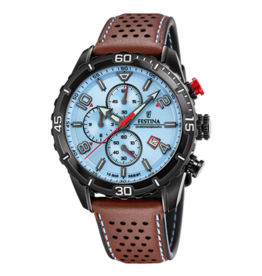 Festina Festina F20519/1 Men Watch Timeless Chronograph Blue Black Brown ( Blauw Zwart Bruin ) 45 MM heren horloge