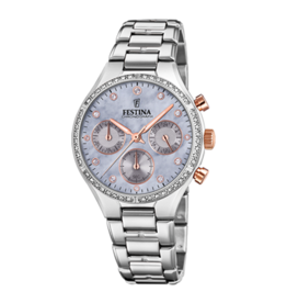 Festina Festina F20401/3 Womens Watch Boyfriend collection Silver Rosegold Lilac ( Zilver Rosegoud Lila ) 36 MM dames horloge