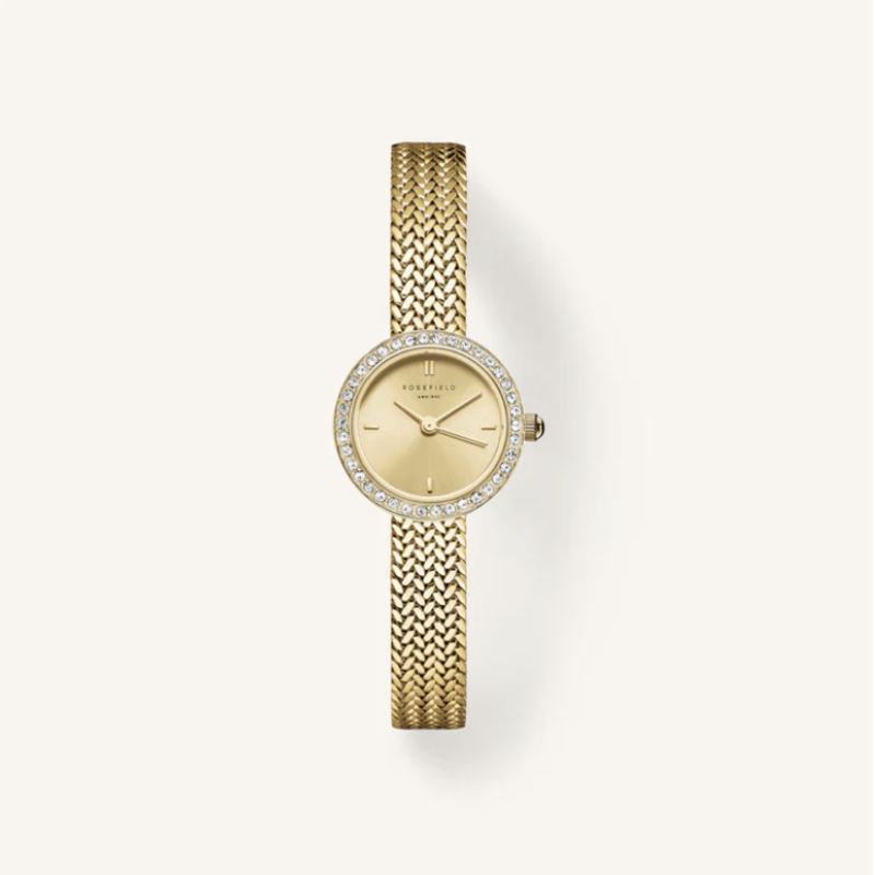 Rosefield Rosefield MCGMG-M03 Watch Mini Small Edit Champagne Dial Crystal Gold Dames horloge 20.4 mm