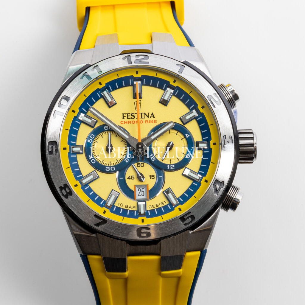 Festina Festina F20671/4 Men Watch Chrono Bike Silver Yellow ( zilver / geel ) 44.5 MM heren horloge
