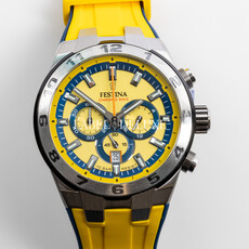 Festina Festina F20671/4 Men Watch Chrono Bike Silver Yellow ( zilver / geel ) 44.5 MM heren horloge