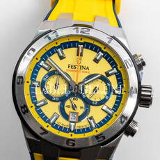 Festina Festina F20671/4 Men Watch Chrono Bike Silver Yellow ( zilver / geel ) 44.5 MM heren horloge