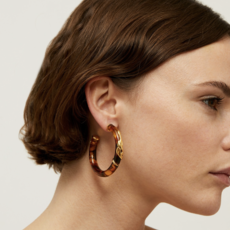 Gas Bijoux Jewelry Gas Bijoux oorbellen 363832 Earrings Cobra hoop acetate grey gold 5,2 CM