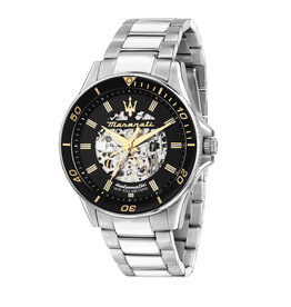 Maserati Maserati R8823140014 Sfida automaat (zilver/zwart) 44 mm heren horloge