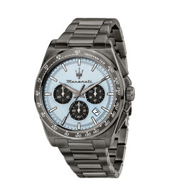Maserati Maserati R8873652004 Velocita watch special edition chronograph light blue gun metal ( licht blauw gun metal ) 43 MM heren horloge