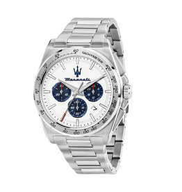 Maserati Maserati R8873652007 Velocita chronograph watch silver white blue ( zilver wit blauw ) 43 MM heren horloge