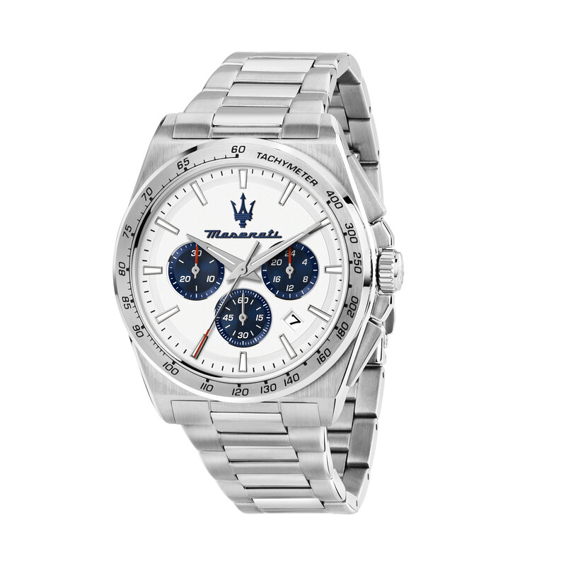 Maserati Maserati R8873652007 Velocita chronograph watch silver white blue ( zilver wit blauw ) 43 MM heren horloge