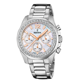 Festina Festina F20606/1 Womens Watch Boyfriend collection Silver Rosegold ( Zilver Rosegoud ) 38.1 MM dames horloge