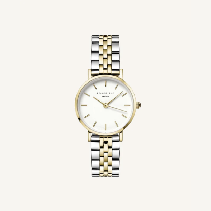 Rosefield Rosefield horloge 26SGD-269 The Small Edit White Steel Gold/silver dames horloge