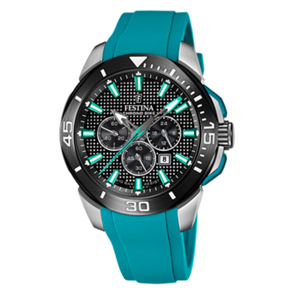 Festina Festina F20642/3 Men Watch Chrono Bike Ocean Blue Black Silver ( Oceaan blauw Zwart Zilver ) 47 MM heren horloge
