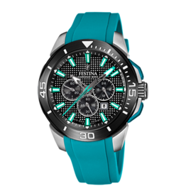 Festina Festina F20642/3 Men Watch Chrono Bike Ocean Blue Black Silver ( Oceaan blauw Zwart Zilver ) 47 MM heren horloge