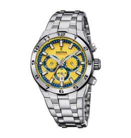 Festina Festina F20670/4 Men Watch Chrono Bike Ocean Yellow Silver ( Geel Zilver ) 44.5 MM heren horloge