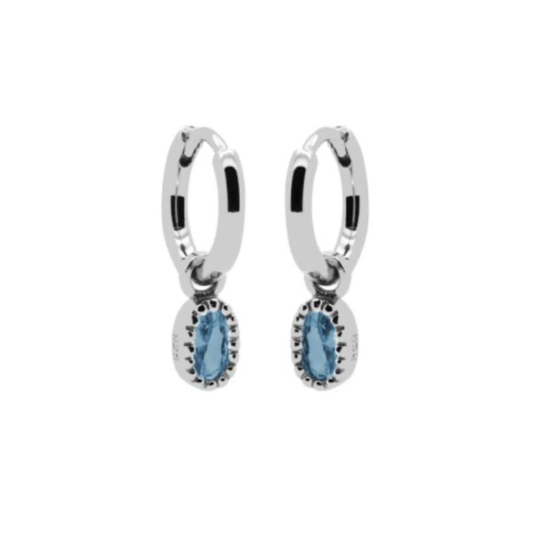 Karma Jewelry Karma Jewelry oorbellen A74S_LB Hinged hoops earrings Lauren Light blue 925 silver 18 MM