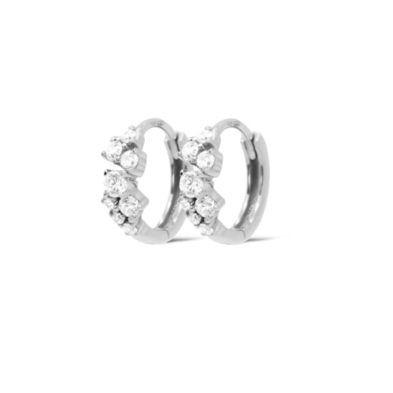 Karma Jewelry Karma Jewelry oorbellen  H604S Hinged earrings hoops Tania zirconia 925 silver 12 MM