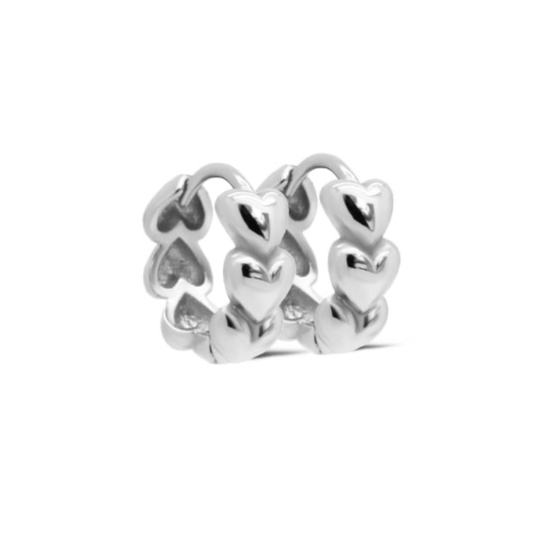 Karma Jewelry Karma Jewelry oorbellen  H511S Earrings heart hoops connected 925 silver 13 MM