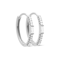 Karma Jewelry Karma Jewelry oorbellen H493S earrrings hoops Nois Baguette 925 silver 16 MM