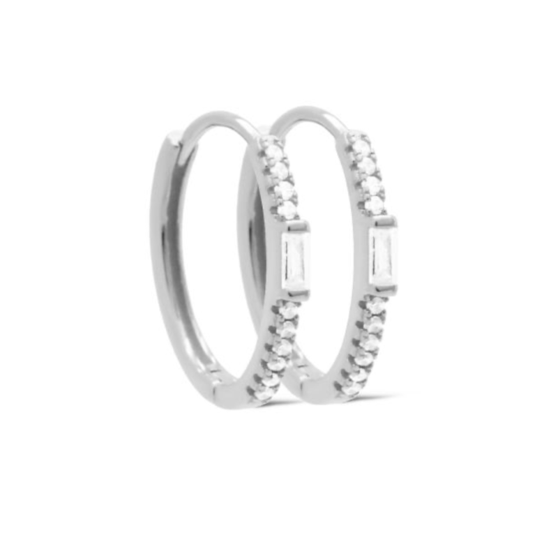 Karma Jewelry Karma Jewelry oorbellen H493S earrrings hoops Nois Baguette 925 silver 16 MM