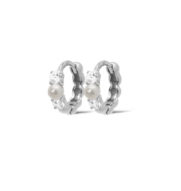 Karma Jewelry Karma Jewelry oorbellen H607S earrings hoops Phelia pearl 925 silver 10 MM