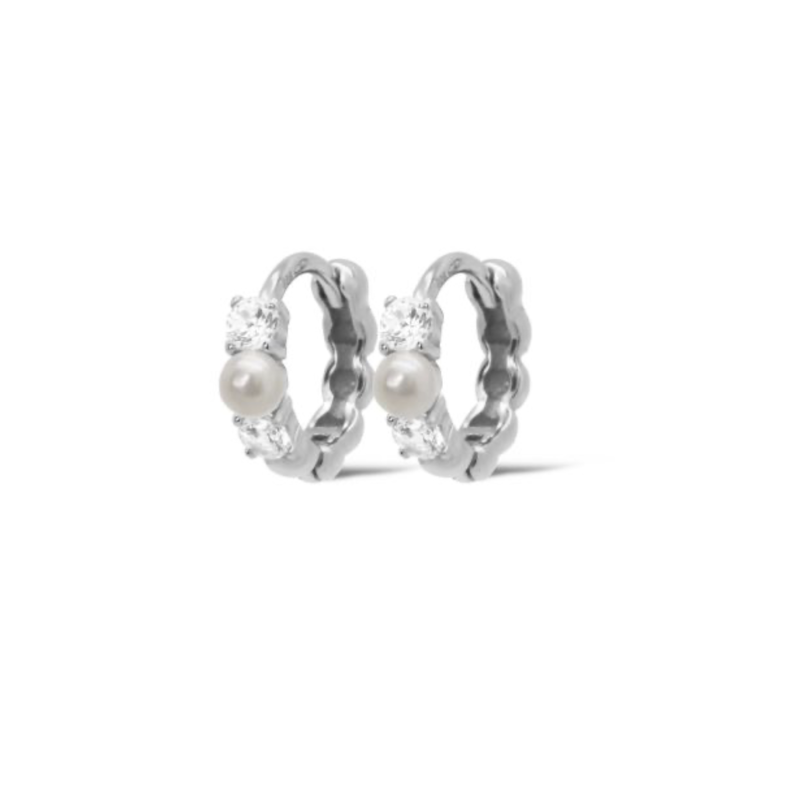Karma Jewelry Karma Jewelry oorbellen H607S earrings hoops Phelia pearl 925 silver 10 MM