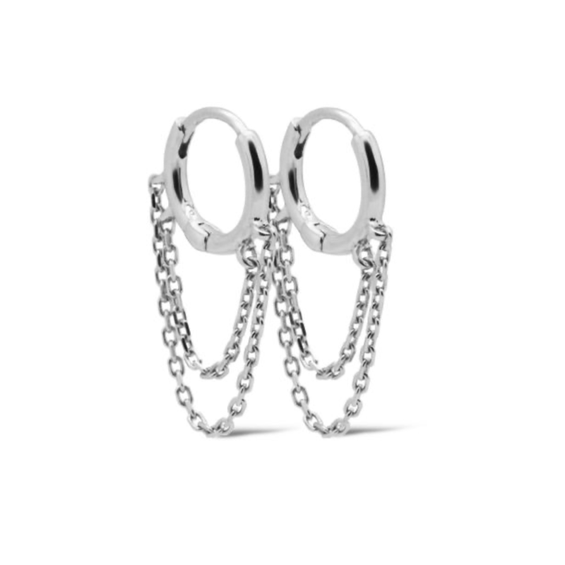 Karma Jewelry Karma Jewelry oorbellen H409S Earrings hoops chainy 925 silver 30 MM