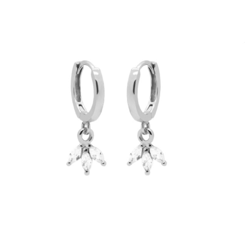 Karma Jewelry Karma Jewelry oorbellen M3254HIN Earrings symbols hoops triple flower 925 silver 22 MM