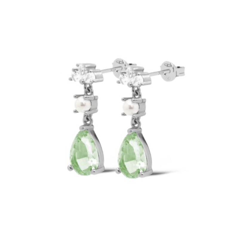 Karma Jewelry Karma Jewelry oorbellen X194S_G earrings symbols XL Devi ocean green 925 silver 23 MM