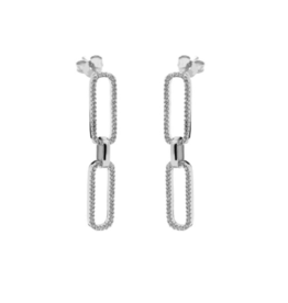 Karma Jewelry Karma Jewelry oorbellen X107S earrings Symbols XL double zirconia oval 925 silver 40 MM