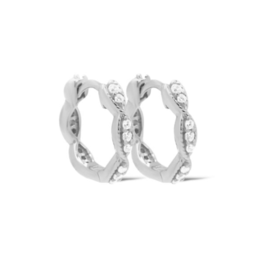 Karma Jewelry Karma Jewelry oorbellen H630S Earrings hinged hoops Geal braid 925 silver 16 MM