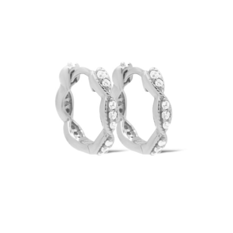 Karma Jewelry Karma Jewelry oorbellen H630S Earrings hinged hoops Geal braid 925 silver 16 MM