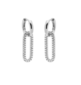 Karma Jewelry Karma Jewelry oorbellen H83S plain hinged hoops Dangling round square 925 silver 30 MM