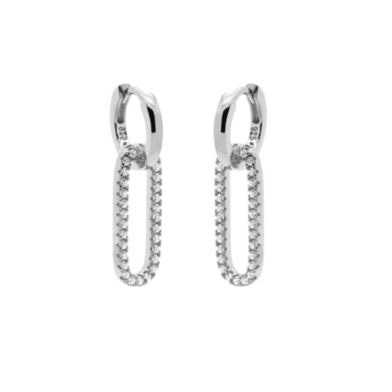 Karma Jewelry Karma Jewelry oorbellen H83S plain hinged hoops Dangling round square 925 silver 30 MM