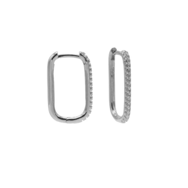Karma Jewelry Karma oorbellen M3178S Earrings Plain zirconiahinged hoops square 925 silver 20 MM