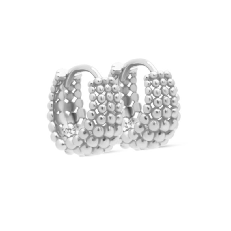Karma Jewelry karma jewelry oorbellen H507S earrings hinged hoops lilly dots 925 silver 14 mm