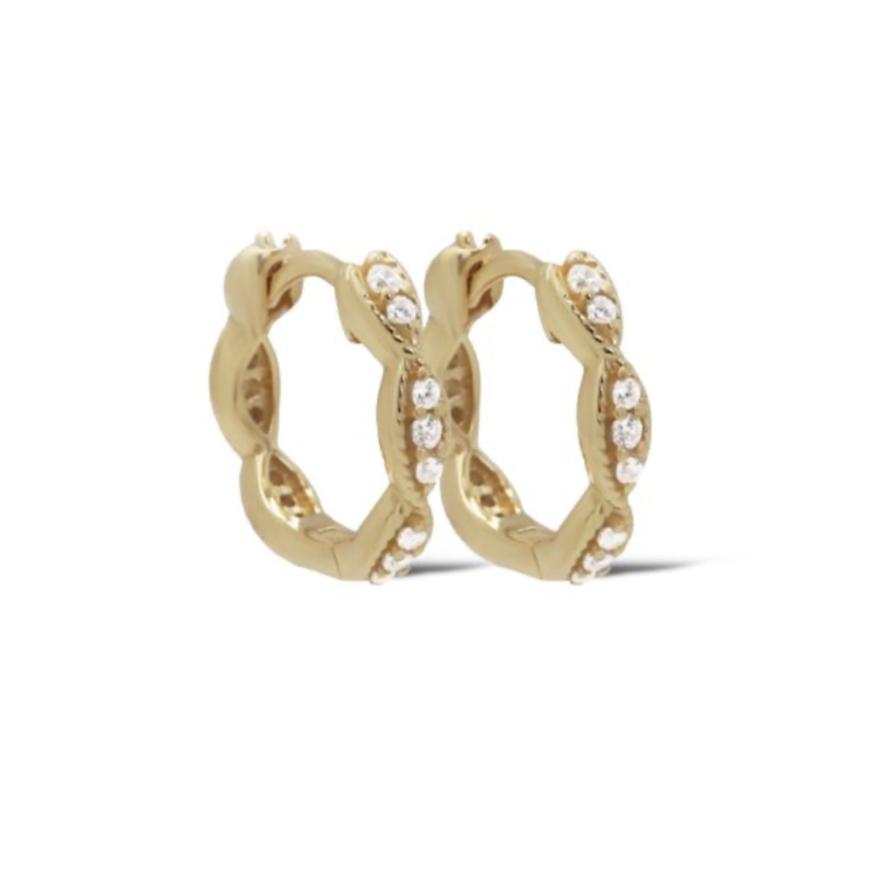 Karma Jewelry Karma Jewelry oorbellen H630GP Earrings hinged hoops Geal braid 925 silver 14K gold plated 16 MM