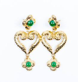 By Jam Gioielli By Jam Gioielli oorbellen BJ12502 Heart earrings green gold 7 CM
