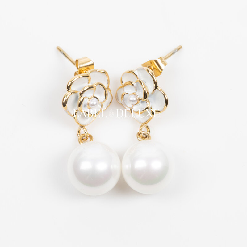 Label Deluxe Bijoux Label Deluxe B oorbellen LDLGOpearlflower Earrings vintage gold 25 MM