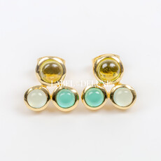 Label Deluxe Collection Label Deluxe C oorbellen LDLGOtourmaline Earrings Tourmaline , green onyx & Chalcedony gold 12 MM
