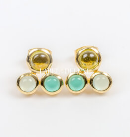 Label Deluxe Collection Label Deluxe C oorbellen LDLGOtourmaline Earrings Tourmaline , green onyx & Chalcedony gold 12 MM