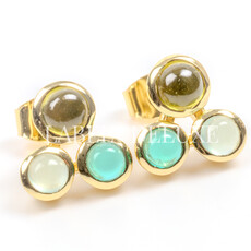 Label Deluxe Collection Label Deluxe C oorbellen LDLGOtourmaline Earrings Tourmaline , green onyx & Chalcedony gold 12 MM