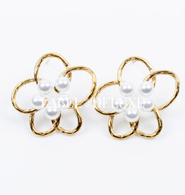 Label Deluxe Bijoux Label Deluxe B oorbellen LDLGO20flowerpearl Earrings flower pearl gold 23 MM