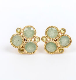 Label Deluxe Collection Label Deluxe C oorbellen LDLGOgreenaventurine Earrings green aventurine & tourmaline 18K gold 12 MM 22 MM