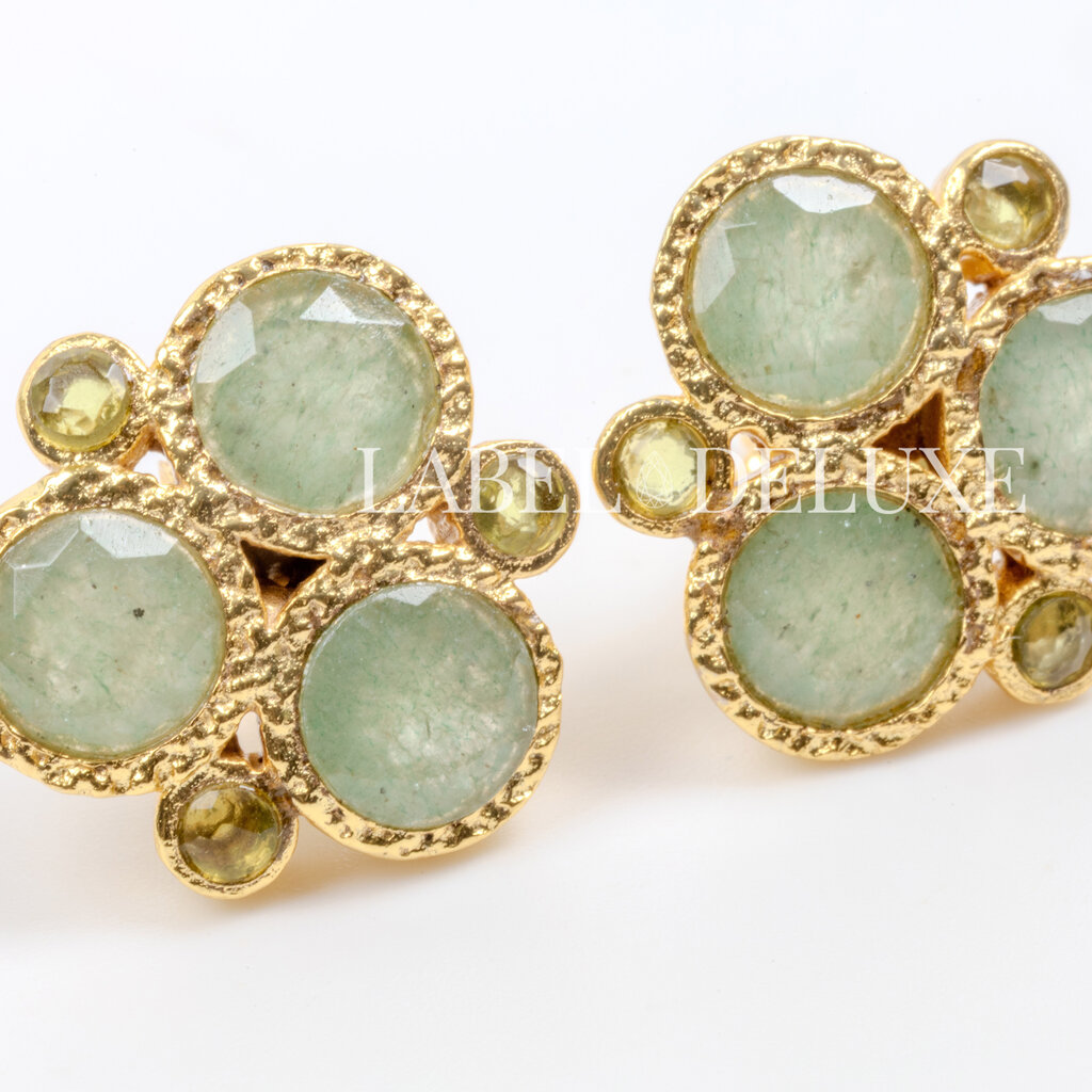Label Deluxe Collection Label Deluxe C oorbellen LDLGOgreenaventurine Earrings green aventurine & tourmaline 18K gold 12 MM 22 MM