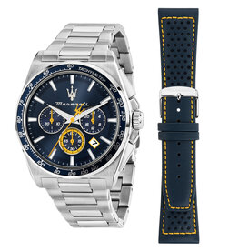 Maserati Maserati R8873652001 Velocita chronograph watch silver blue ( zilver blauw ) 43 MM heren horloge