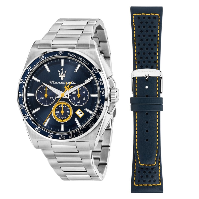 Maserati Maserati R8873652001 Velocita chronograph watch silver blue ( zilver blauw ) 43 MM heren horloge