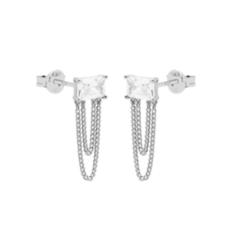 Karma Jewelry Karma Jewelry oorbellen  C89S Earrings chain Julia 925 silver 18 MM
