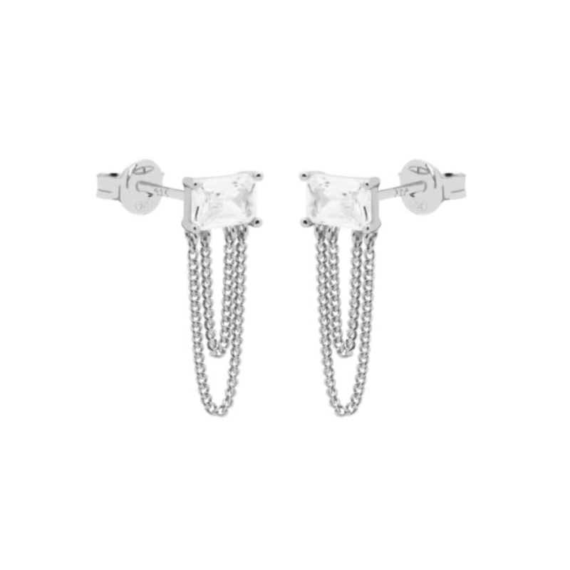 Karma Jewelry Karma Jewelry oorbellen  C89S Earrings chain Julia 925 silver 18 MM