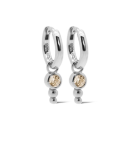 Karma Jewelry Karma Jewelry oorbellen A158S_S Earrings hinged hoops Nina dot champaign 925 silver 20 MM