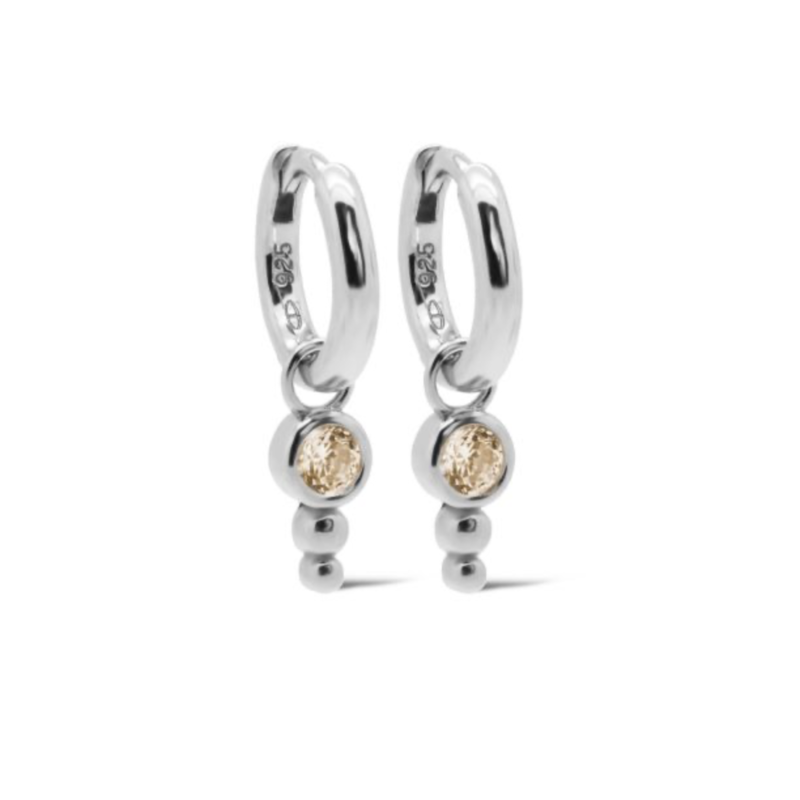 Karma Jewelry Karma Jewelry oorbellen A158S_S Earrings hinged hoops Nina dot champaign 925 silver 20 MM