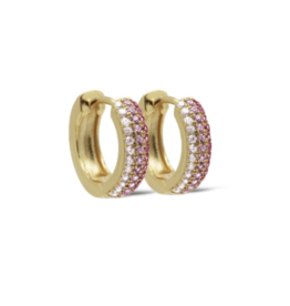 Karma Jewelry Karma Jewelry oorbellen H438GP_RR Earrings Hinged hoops Ivy Ruby 925 silver gold plated 12 MM