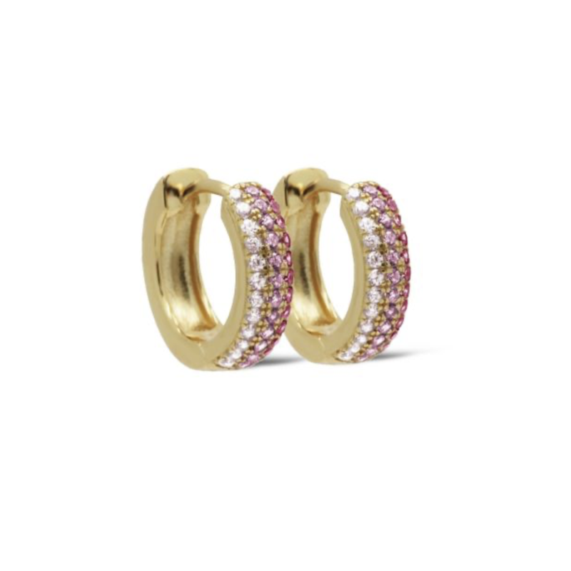Karma Jewelry Karma Jewelry oorbellen H438GP_RR Earrings Hinged hoops Ivy Ruby 925 silver gold plated 12 MM
